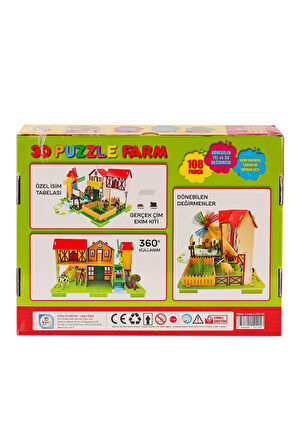 Kız Çocuk Oyuncak LC0115 3D Boyutlu Çiftlik Puzzle -Laçokids Erkek Çocuk Oyuncak Eğitici Oyuncaklar