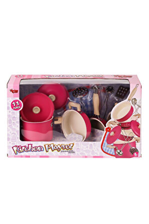 Kız Çocuk Oyuncak 3815-6A Emaye Tencere 11 Parça Pembe -Vardem Oyuncak Erkek Çocuk Oyuncak Eğitici O