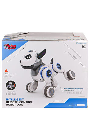 Kız Çocuk Oyuncak G55 Kumandalı Şarjlı Işıklı Müzikli İnteraktif Robot Köpek -Va