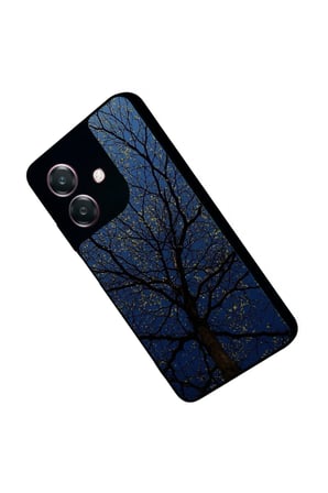 Oppo A3 5G Uyumlu Van Gogh Mavi Ağaç Tablo Tasarımlı Parlak Silikon Kılıf