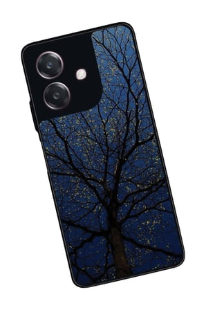 Oppo A3 5G Uyumlu Van Gogh Mavi Ağaç Tablo Tasarımlı Parlak Silikon Kılıf