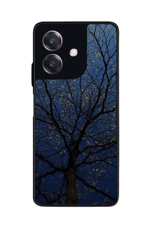 Oppo A3 5G Uyumlu Van Gogh Mavi Ağaç Tablo Tasarımlı Parlak Silikon Kılıf