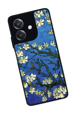Oppo A3 5G Uyumlu Van Gogh Mavi Ağaç Tablo Tasarımlı Parlak Silikon Kılıf