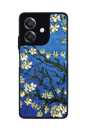 Oppo A3 5G Uyumlu Van Gogh Mavi Ağaç Tablo Tasarımlı Parlak Silikon Kılıf