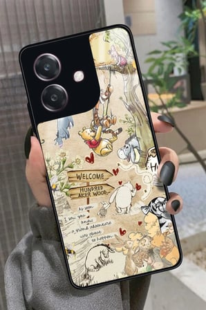 Oppo A3 5G Uyumlu Ayı Winnie Tasarımlı Parlak Silikon Kılıf