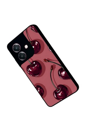 Oppo A3 5G Uyumlu Kiraz Tasarımlı Parlak Silikon Kılıf