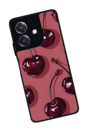 Oppo A3 5G Uyumlu Kiraz Tasarımlı Parlak Silikon Kılıf