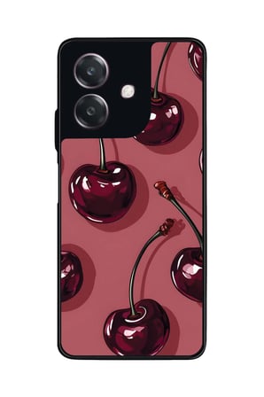 Oppo A3 5G Uyumlu Kiraz Tasarımlı Parlak Silikon Kılıf
