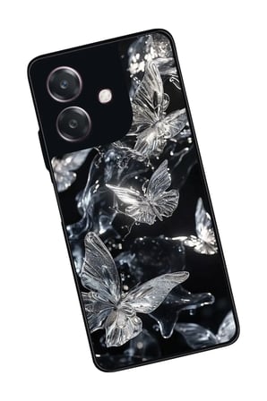 Oppo A3 5G Uyumlu Beyaz Kelebek Tasarımlı Parlak Silikon Kılıf