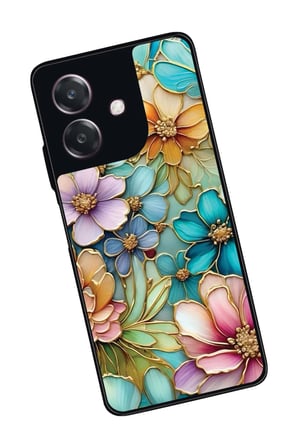 Oppo A3 5G Uyumlu Karışık Çiçek Tasarımlı Parlak Silikon Kılıf