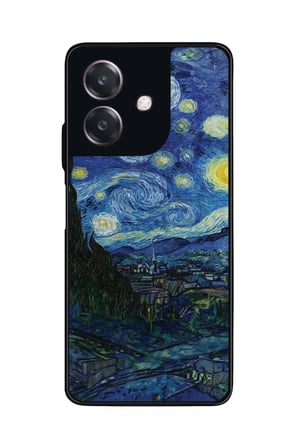 Oppo A3 5G Uyumlu Van Gogh Tasarımlı Parlak Silikon Kılıf