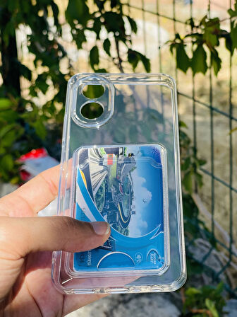 Oppo A38 Kılıf Şeffaf Kartlıklı Silikon Azn-SetraKart