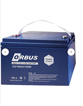 Orbus 12V 100Ah Deep Cycle Nano Carbon Jel Akü (Üretim Tarihi:2024)