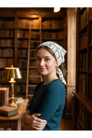 Vintage Örgü Dantel Bandana Kadın Baş Bandı Şık Boho Saç Aksesuarı