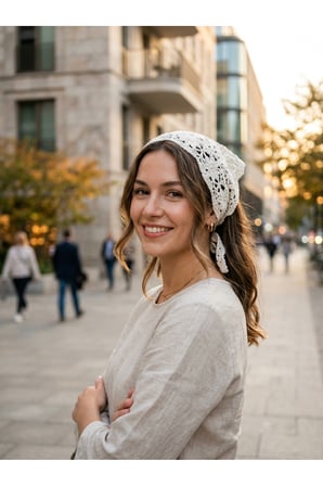 Vintage Örgü Dantel Bandana Kadın Baş Bandı Şık Boho Saç Aksesuarı