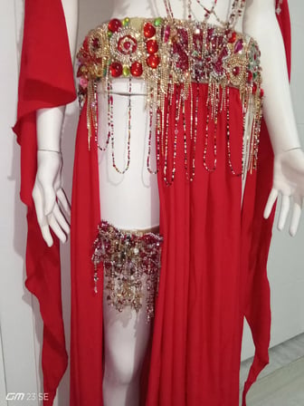 KIRMIZI ORYANTAL DANSÖZ KOSTÜMÜ SET 