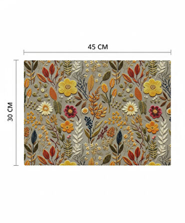 Sonbahar Çiçekleri Desenli Dijital Baskılı 6'lı Amerikan Servisi 30 cm x 45 cm