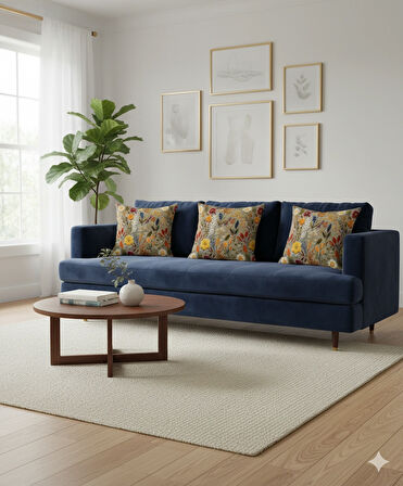 Sonbahar Çiçekleri Desenli Dijital Baskılı 2'li Kırlent 40 cm x 40 cm