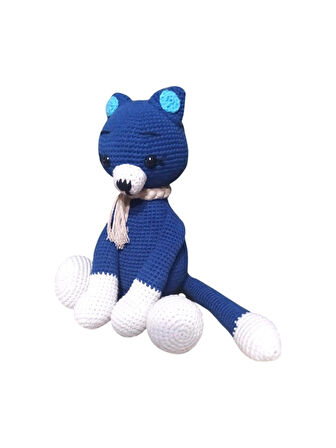 Organik el yapımı Oturan Mavi Kedi