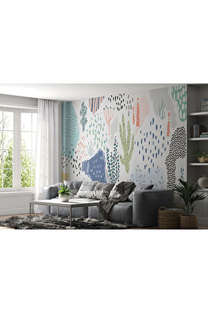 Yaprak Detaylı Soyut Minimalist Modern Duvar Kağıdı-5510
