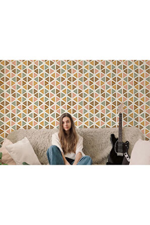 Renkli Pastel Şekiller Modern Duvar Kağıdı-5545