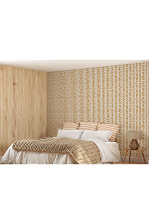 Karamel Rengi Kesik Çizgili İskandinav Tarzı Modern Duvar Kağıdı-5548
