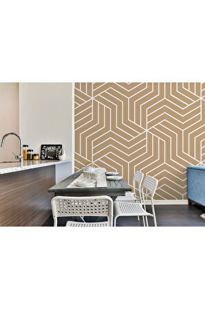 Pastel Renkli Geometrik Desenli Duvar Kağıdı-5779