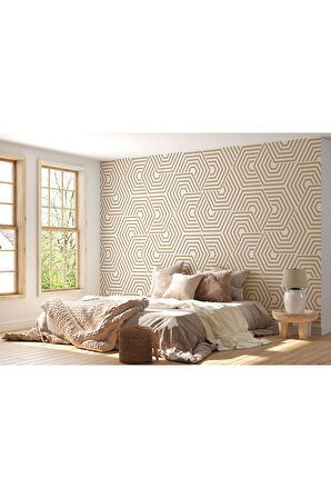 Pastel Renkli Geometrik Desenli Duvar Kağıdı-5788