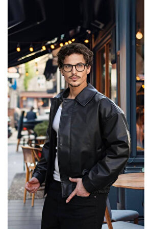 ERKEK SALAŞ OVERSİZE TREND DERİ CEKET