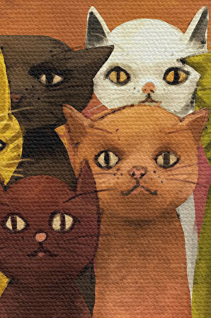 Duvar Örtüsü Renkli Sevimli Kediler Kaliteli Kanvas Duvar Halısı Dekoratif Duvar Örtüsü Ev ve Od 3991