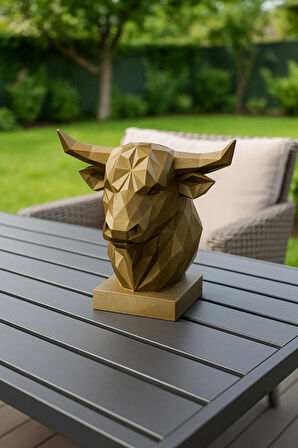Dekoratif Büst Boğa Heykel Özel Tasarım Hediye 12 X 16 Cm