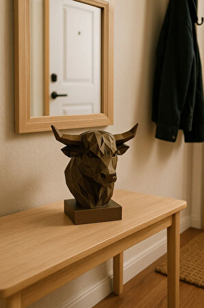 Dekoratif Büst Boğa Heykel Özel Tasarım Hediye 12 X 16 Cm