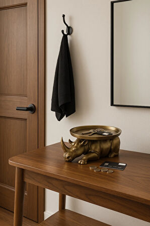 Dekoratif Tasarım Gold Gergedan Sunum Not Pratik Gereç Vegan Üretim 14 X 14 Cm