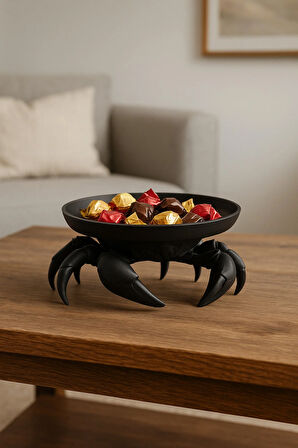 Dekoratif Yengeç Figürü Siyah Pratik Ev Gereçleri Sunum Tabak 16 X 16 Cm