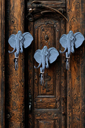 Dekoratif Bereket Fil Askılık Çok Amaçlı 3'lü Takım