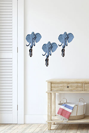 Dekoratif Bereket Fil Askılık Çok Amaçlı 3'lü Takım