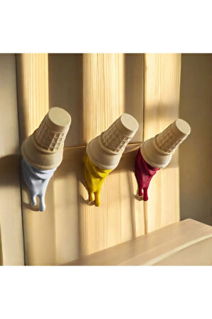 Dekoratif Külah Askı Sarı Kırmızı Kahve 3'lü Set Takım