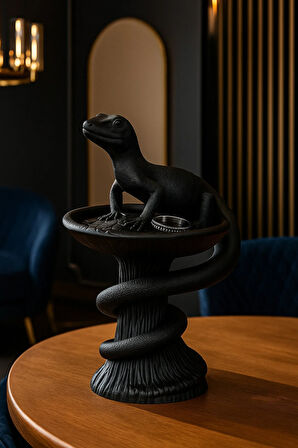 Dekoratif Tasarım Biblo Kertenkele Siyah Özel Hediye 15 X 10 Cm