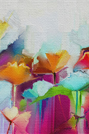 Duvar Örtüsü Çiçekler Yağlıboya Görünümlü Kaliteli Kanvas Duvar Halısı Dekoratif Duvar Örtüsü Ev 4010