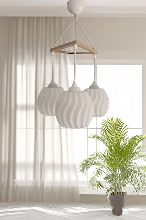 Modern Sarkıt Üçlü Bohem Avize ( 23x27 cm ) Bubble Serisi Salon Mutfak Oturma Odası Cafe Bar