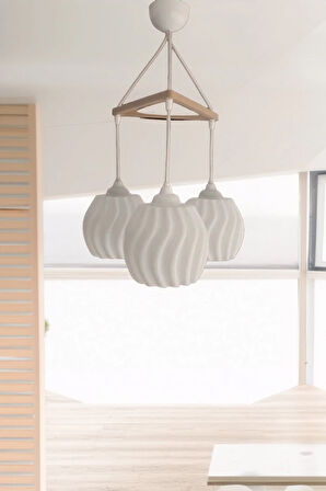 Modern Sarkıt Üçlü Bohem Avize ( 23x27 cm ) Bubble Serisi Salon Mutfak Oturma Odası Cafe Bar