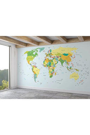 Oxyteez   İngilizce Dünya Haritası Duvar Kağıdı Eğitici Öğretici Detaylı-1032 1032
