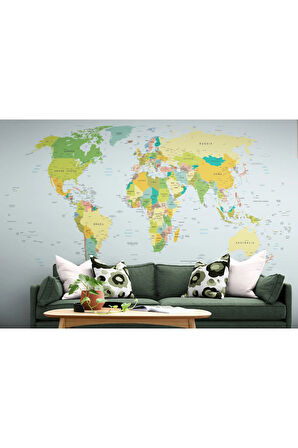 Oxyteez   İngilizce Dünya Haritası Duvar Kağıdı Eğitici Öğretici Detaylı-1032 1032