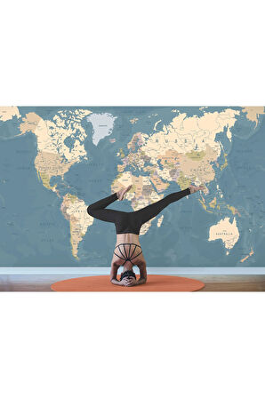 Oxyteez   İngilizce Dünya Haritası Duvar Kağıdı Okyanuslu Eğitici Detaylı-1040 1040