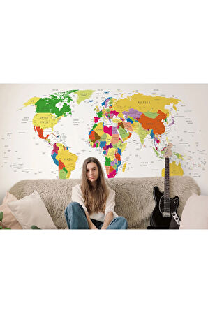 Oxyteez   Dünya Haritası Duvar Kağıdı Detaylı Eğitici Öğretici İngilizce Duvar Kağıdı-1059 1059