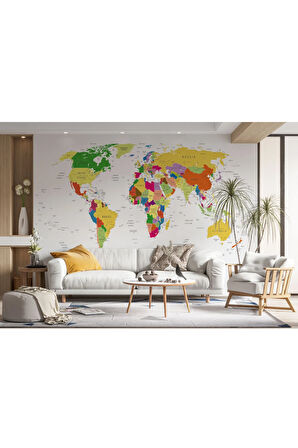 Oxyteez   Dünya Haritası Duvar Kağıdı Detaylı Eğitici Öğretici İngilizce Duvar Kağıdı-1059 1059