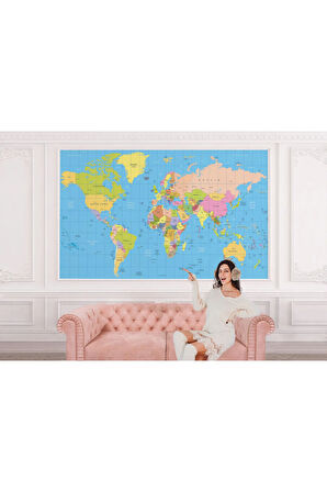 Oxyteez   Detaylı Öğretici İngilizce Dünya Haritası Duvar Kağıdı-1068 1068