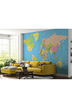 Oxyteez   Detaylı Öğretici İngilizce Dünya Haritası Duvar Kağıdı-1068 1068