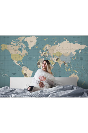 Oxyteez   İngilizce Dünya Haritası Duvar Kağıdı-1070 1070