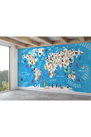 Oxyteez   Çocuk Odası Duvar Kağıdı Hayvan Desenli Eğitici Öğretici Duvar Kağıdı-1074 1074